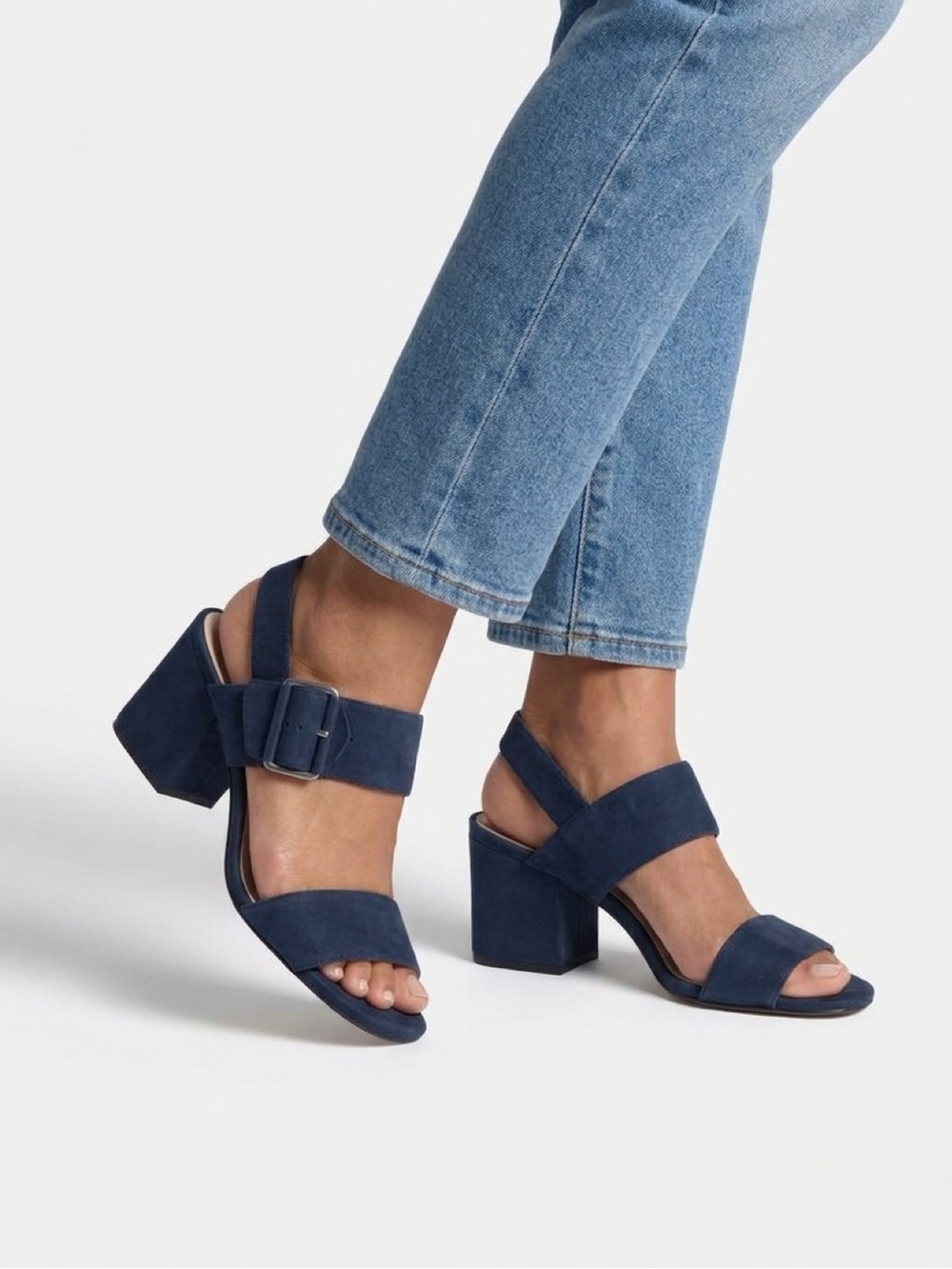 Nurture by Lamaze Navy Suede Block Heel Sandals